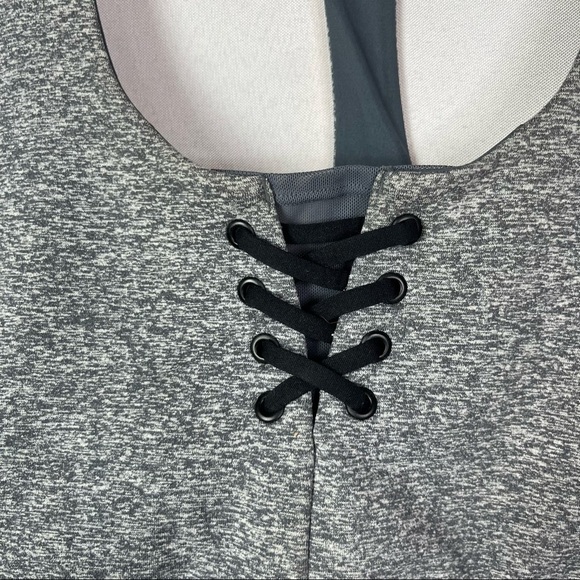 Zella Gray & Black Lace It Up Racerback Sports Bra XL - Picture 5 of 6